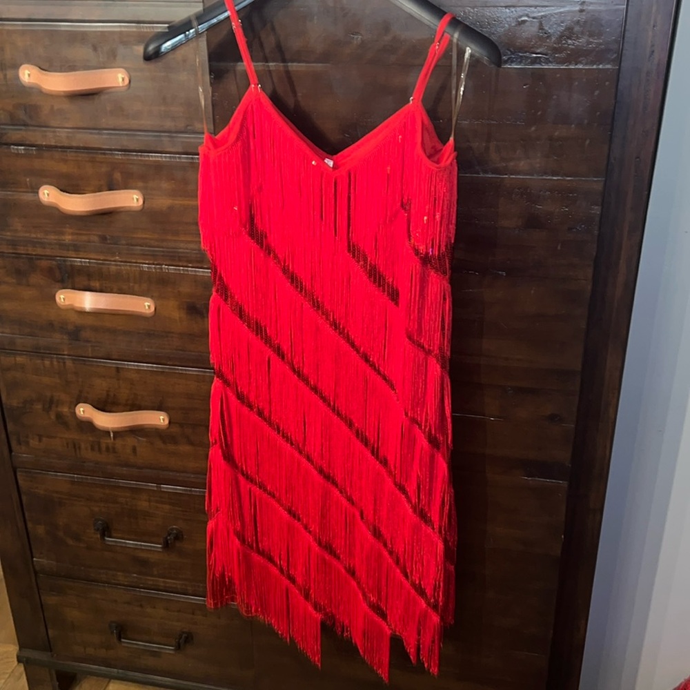 Women Salsa Latin Dance Dress Sequin Tassel Fringe Flapper Dress 1920s - Picture 6 of 9